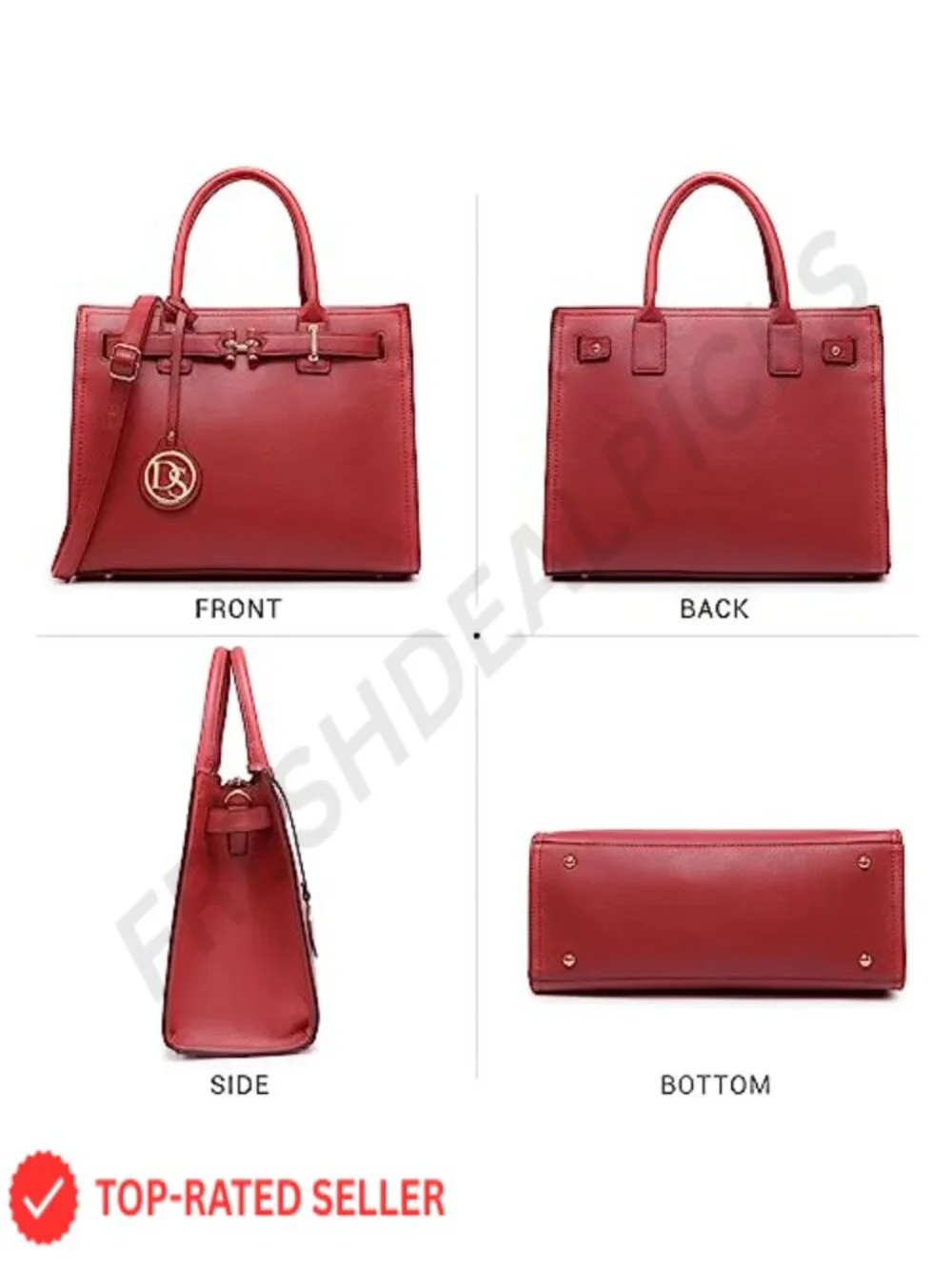 Vegan Leather Satchel Handbag Work Tote Shoulder Bag